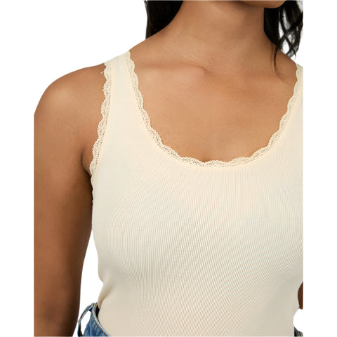 Washed Rib Lace Tank - Womens