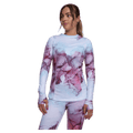 Front view of women wearing Rojo Living Best Life Crew Neck Top - Womens in Rosewater
