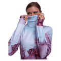 Front view of women in Rojo Park Life Funnel Neck - in Rosewater