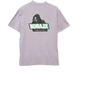 Back view of a lavender X Large short-sleeve t-shirt featuring a large gorilla and green logo graphic on the center.