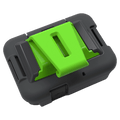 Zoleo Satellite Communicator Cradle Kit with a dark grey plastic housing and a bright lime green belt clip.