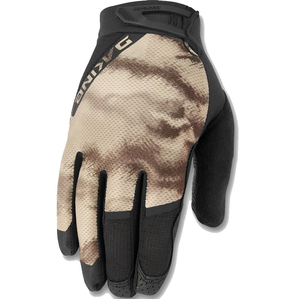 Mens Dakine Boundary bike glove in Ashcroft Camo colour. Mix of Tan and brown colours.