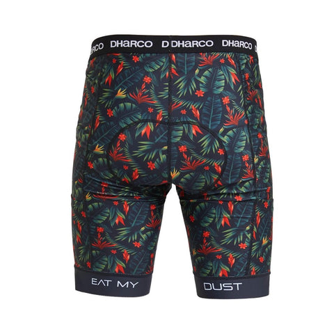 Dharco Padded Party Pants in black with tropical print.