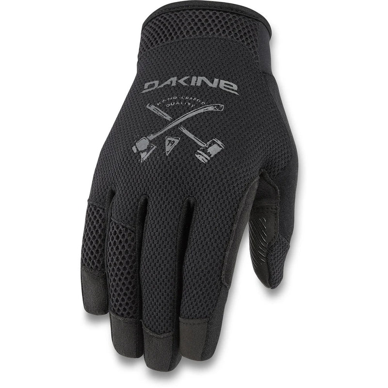 Men's black bike glove with grey Dakine logo.