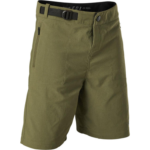 Olive green kids bike shorts.