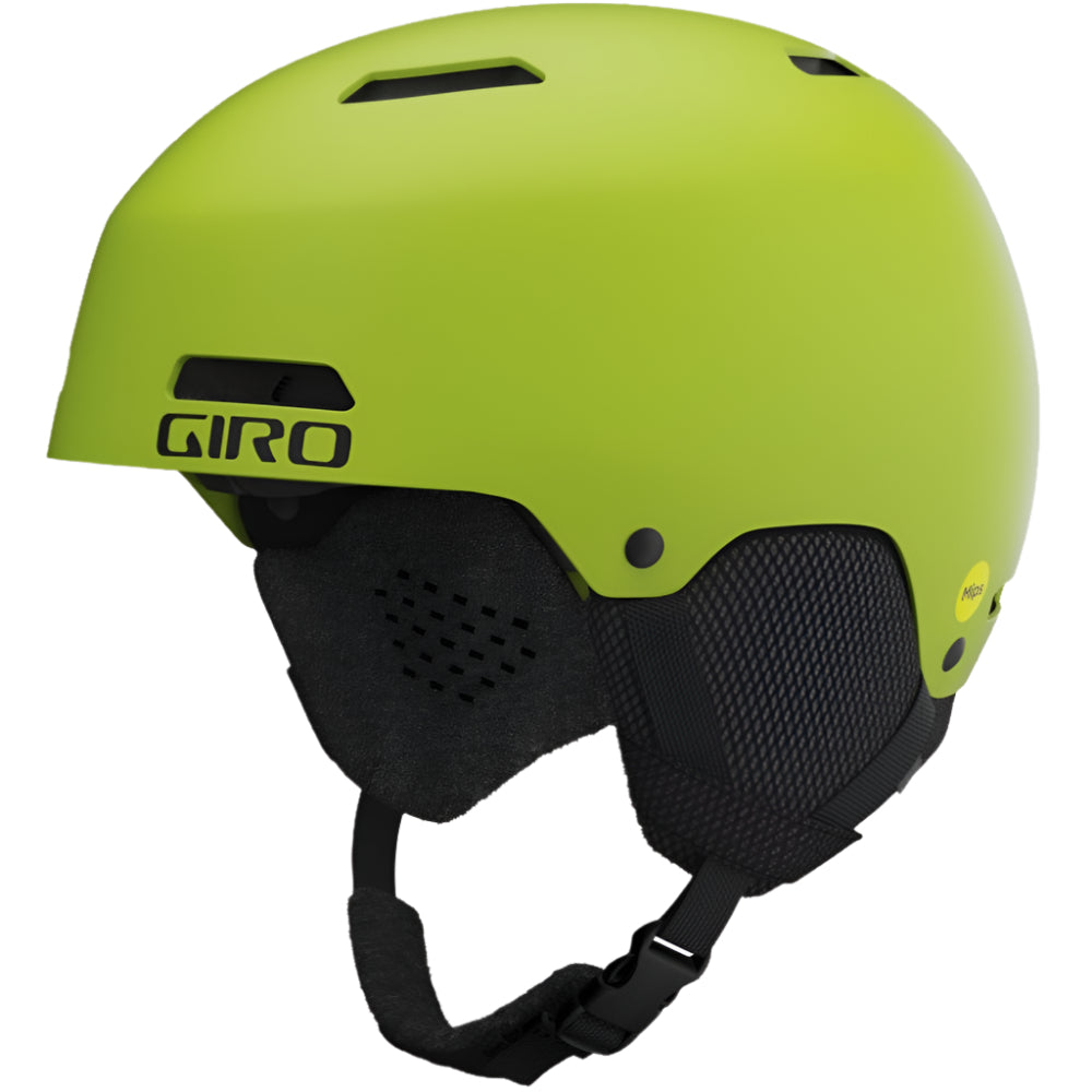 Giro Crue Jr snow Helmet for kids, in Ano Lime featuring Mips and a dial-fit system