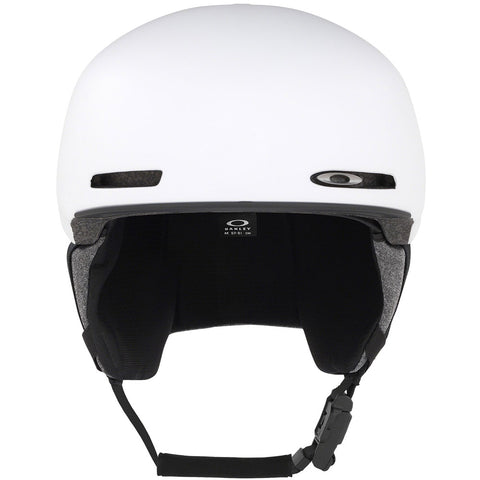 View side of Okaley Mod 1 snow Asian Fit Helmet in White featuring Mip protection, BOA fit system and magnetic fidlock