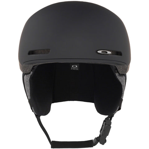 View side Okaley Mod 1 snow Asian Fit Helmet in Blackout featuring Mip protection, BOA fit system and magnetic fidlock