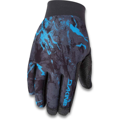 Mens Dakine Vectra bike glove in Cyan Scribble print. Blue and black colours.