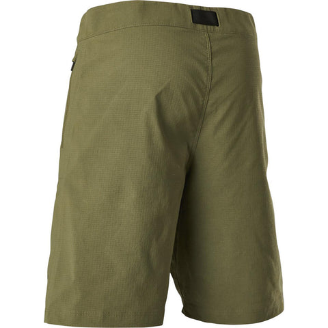 Olive green bike shorts, back view.