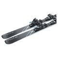 Top view of the Nordica 2027 Wild Belle DC 84 Ski w/ Binding for Women, featuring a mountain graphic in black and blue.