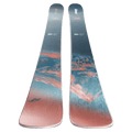 Top view of Nordica 2027 Santa Ana 97 Ski for Women with salmon, turquoise, and navy topsheet.
