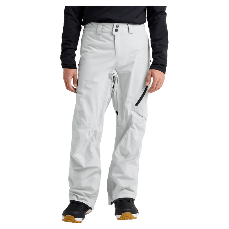 Front view of a man wearing the Burton AK Cyclic Gore-Tex 2L Snowboard Pants in Grey Cloud