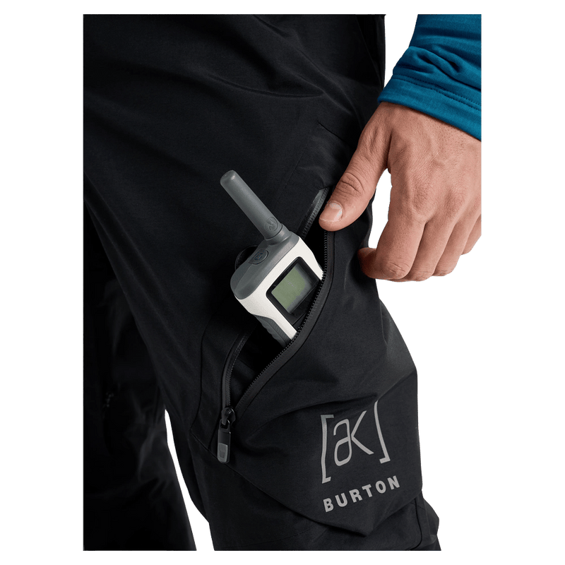 Detail view of a man wearing the Burton AK Cyclic Gore-Tex 2L Snowboard Pants in Black