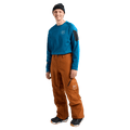 Man wearing Chestnut Brown Burton AK Cyclic Gore-Tex 2L Snowboard Pants and a blue fleece top