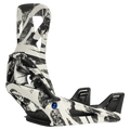 Burton Step On Re:Flex snowboard binding featuring a black and white abstract graphic pattern and strapless design.