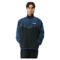 Front view of Afends Speed Recycled Sports Spray Jacket in colour Navy.