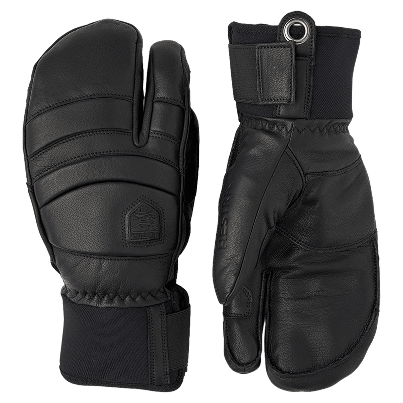 Hestra Leather Fall Line 3 Finger Glove in colour Black.