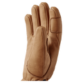 Hestra Leather Fall Line 5 Finger Womens Glove palm view showing reinforced leather patches and external seams in colour Cork.