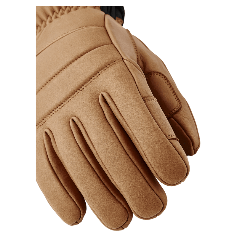 Hestra Leather Fall Line 5 Finger Glove for women with stitched leather panels and a five-finger design in colour Cork.