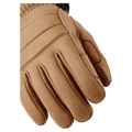 Hestra Leather Fall Line 5 Finger Glove for women with stitched leather panels and a five-finger design in colour Cork.