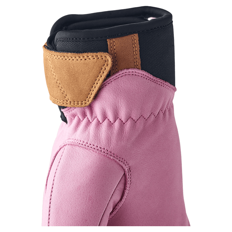 View of Hestra Leather Fall Line Mitt - Womens in colour Cerise.