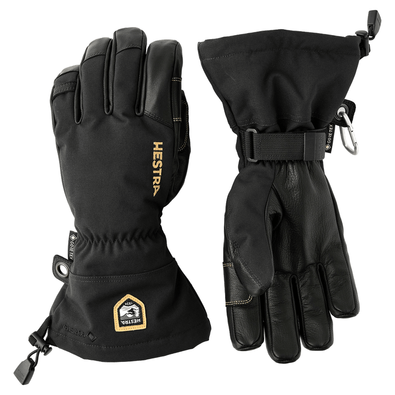 Hestra Army Leather Gore-Tex 5 Finger Glove in colour Black/Black.