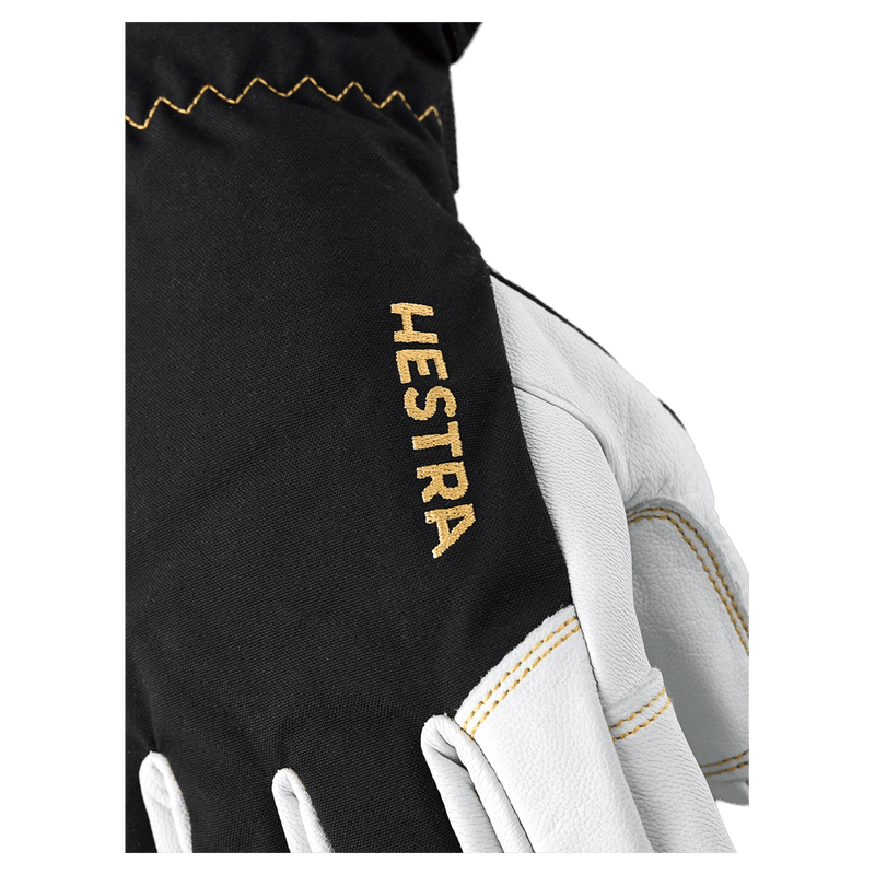 Hestra Army Leather Gore-Tex 5 Finger Glove in colour Black/White.