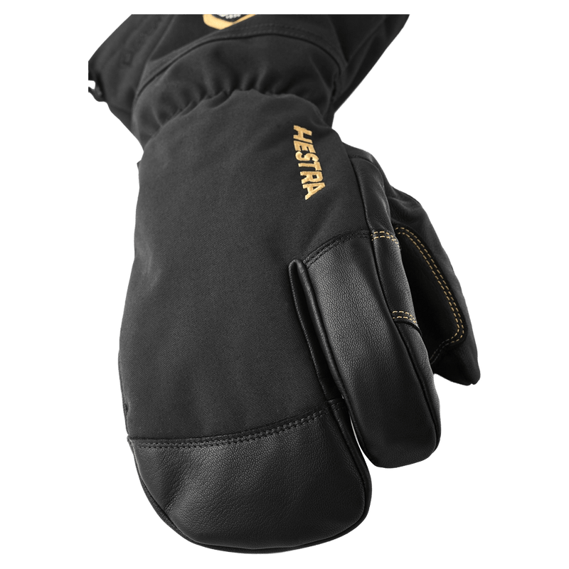 View of Hestra Army Leather Gore-Tex 3 Finger Glove in Black/Black.