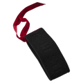 Hestra black elastic wrist strap with embossed logo and red branded leash.