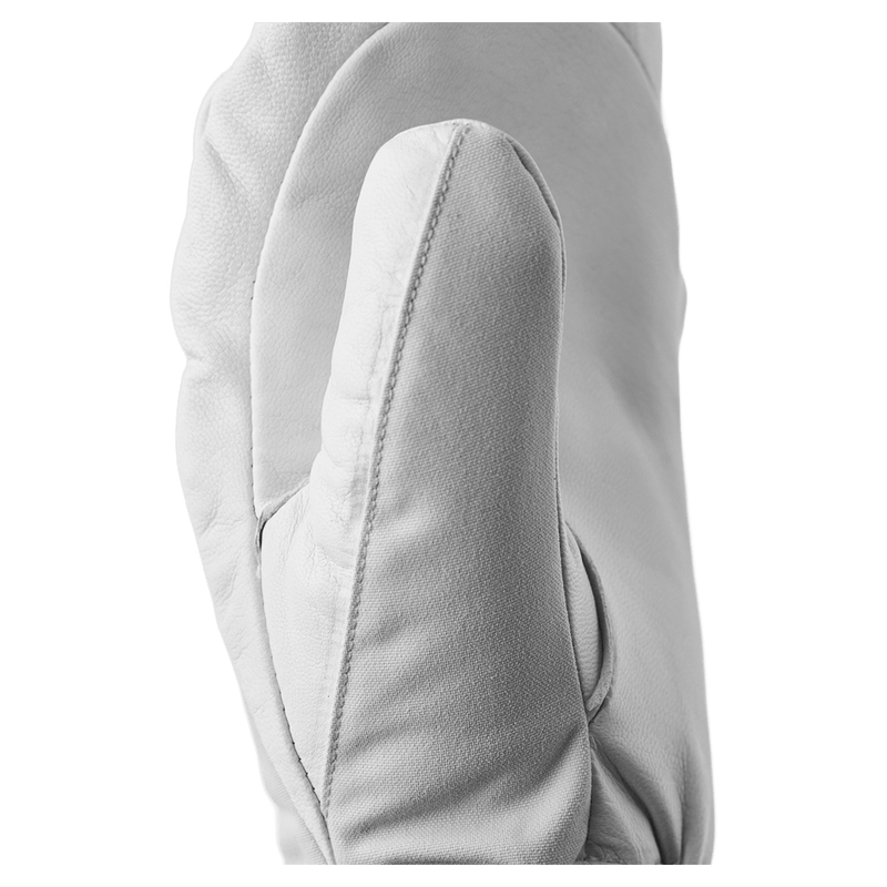 Hestra Heli Ski Mitt - Womens in colour Pale Grey/Off White.