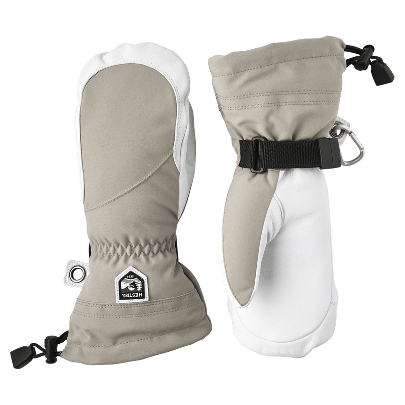 Hestra Heli Ski Mitt - Womens in colour Khaki/Off White.