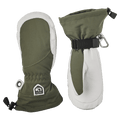 View of Hestra Heli Ski Mitt - Womens in colour Olive & Off White.