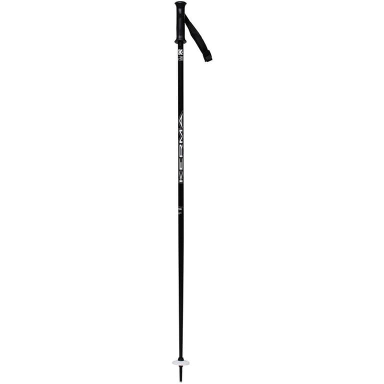 Kerma Vector Ski Poles with black shaft, handle and strap. White baskets and white lettering