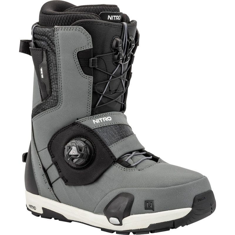 Main view of the Nitro Profile Step On TLS Snowboard Boots in Charcoal colourway, men's model.