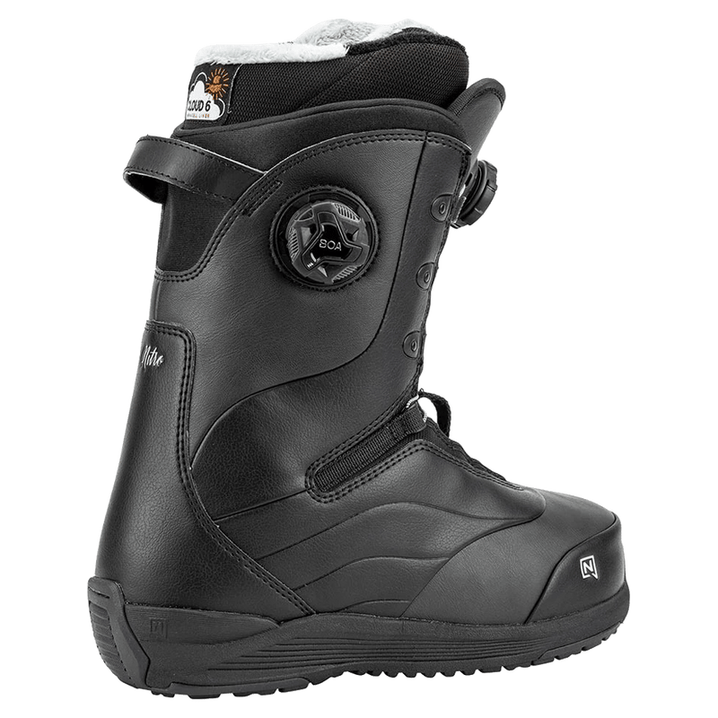 Rear side view of the 2025 Nitro Crown Boa Snowboard Boots - Womens in Black