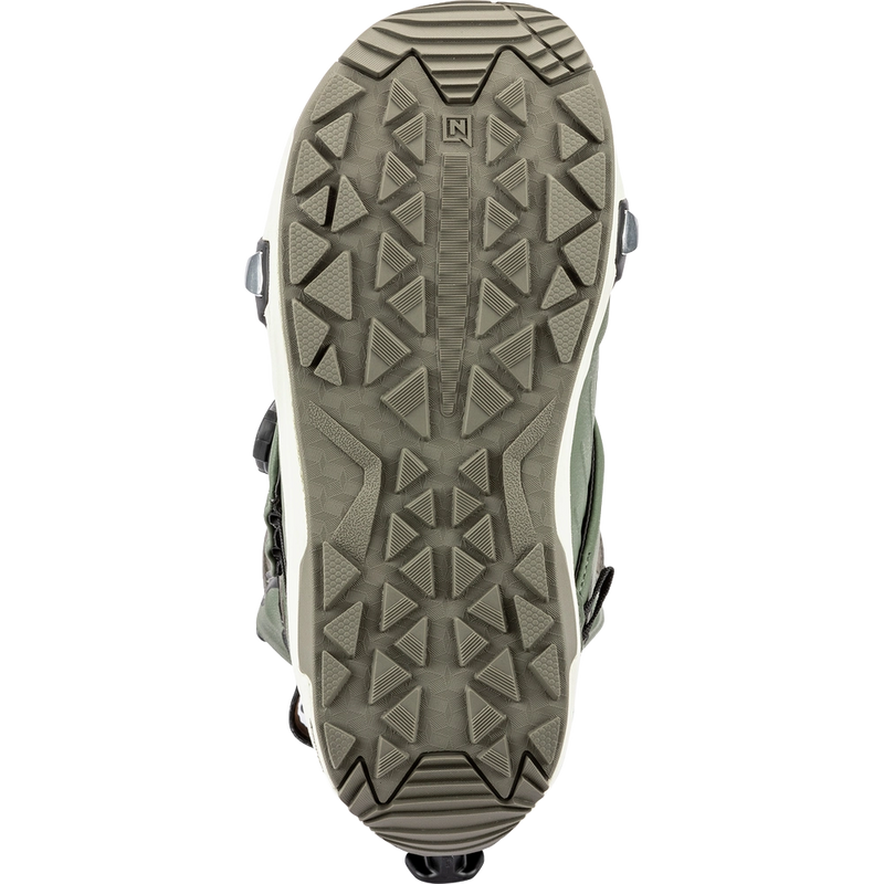 Sole view of the Nitro Profile Step On TLS Snowboard Boots in Shadow colourway, men's model.