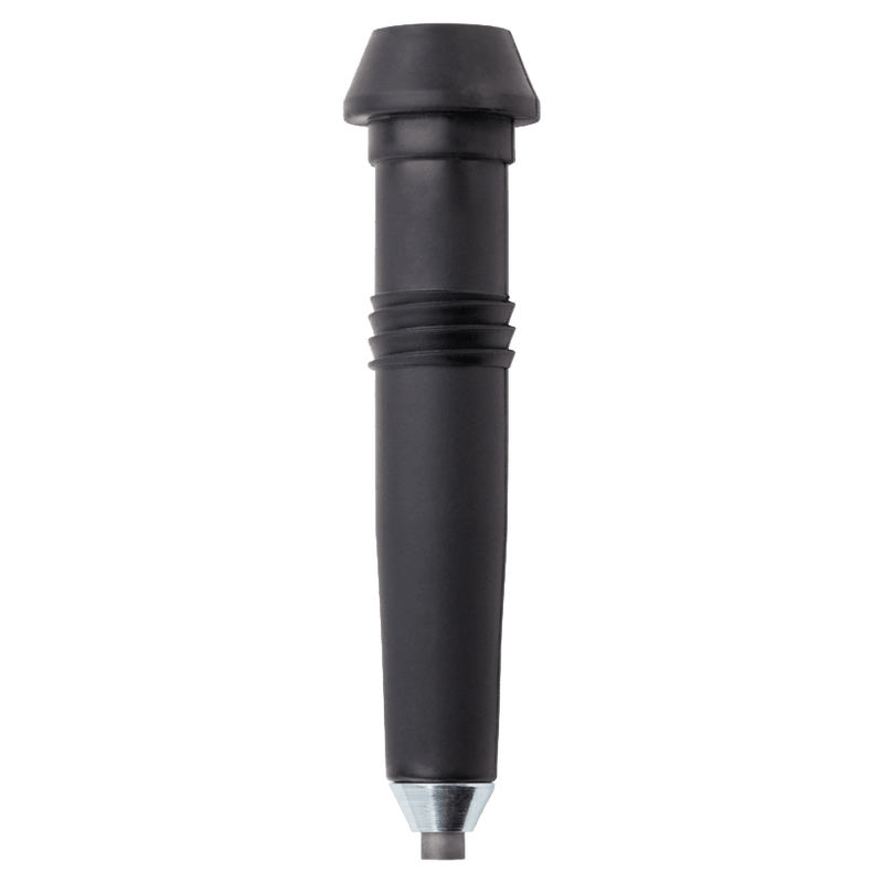 Black Leki Flex Pole Tip Short with a tapered plastic body, ribbed center, and a metal carbide point.
