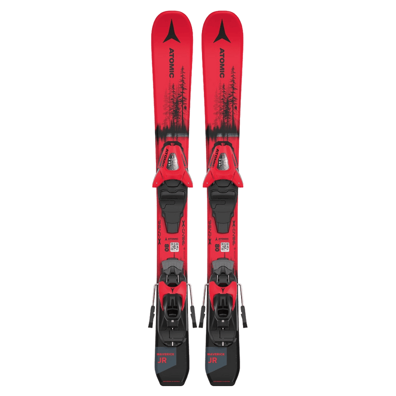 Top view of the Atomic 2026 Maverick Jr Ski (70-90) w/ Binding - Kids in Metallic Red