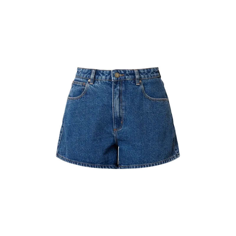 Main view of the A Brand Venice Bella Short in Mid Blue colourway, women's model.