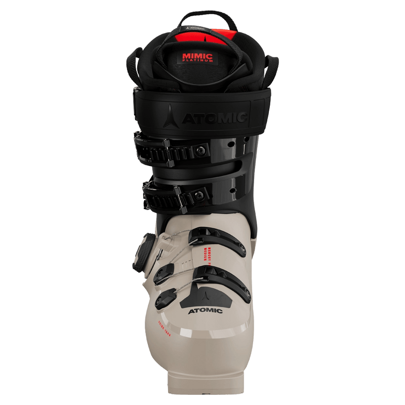 Front view of the Atomic Hawx Prime 130 S Boa GW Ski Boots in Cement Balck Red.