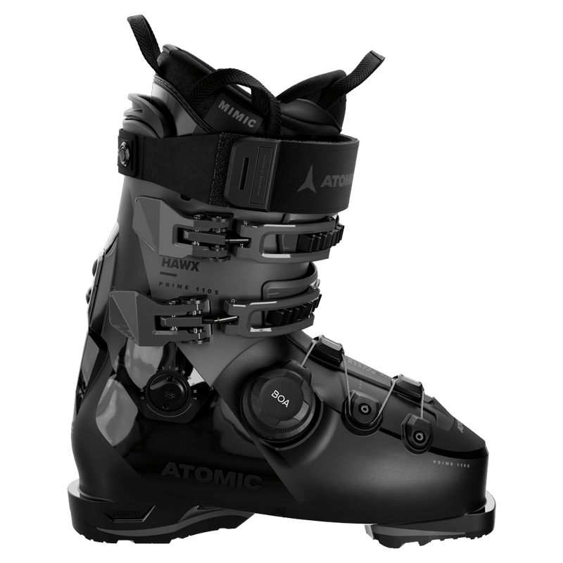 Side view of the Atomic Hawx Prime 110 S BOA GW Ski Boots in Black Anthracite