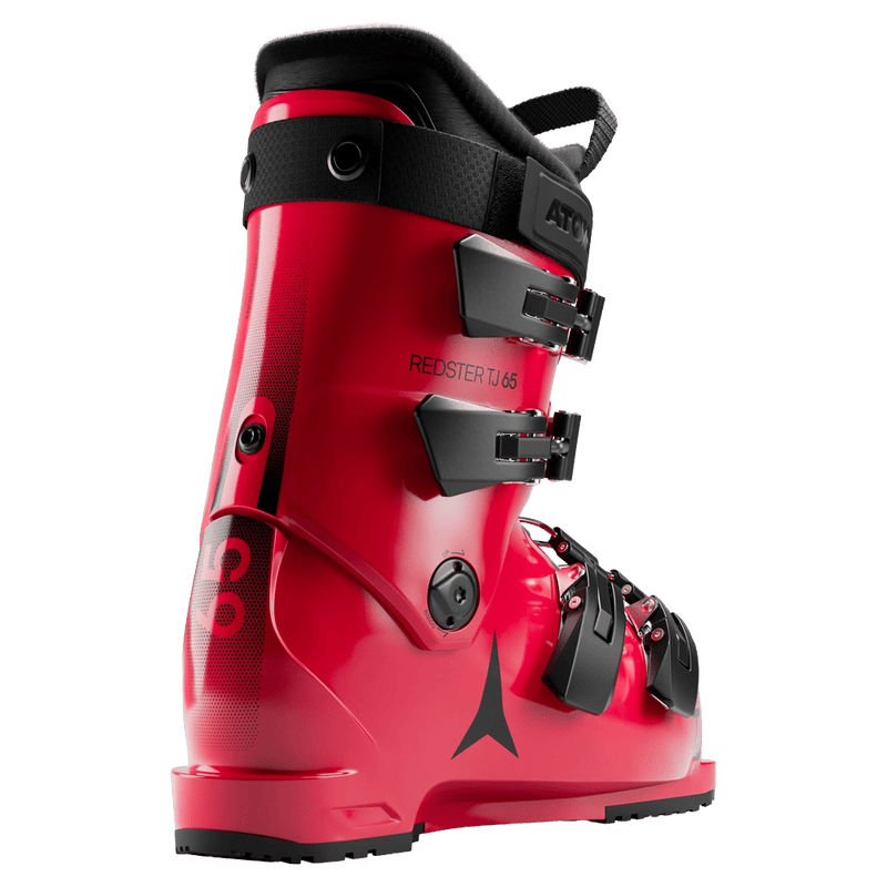 Rear view of the Atomic Redster TJ 65 Ski Boots - Kids in Red Black