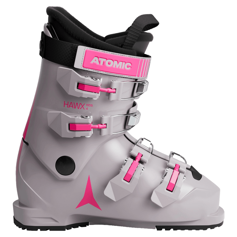 Side view of the Atomic Hawx 4 Ski Boots - Kids in Dust Pink