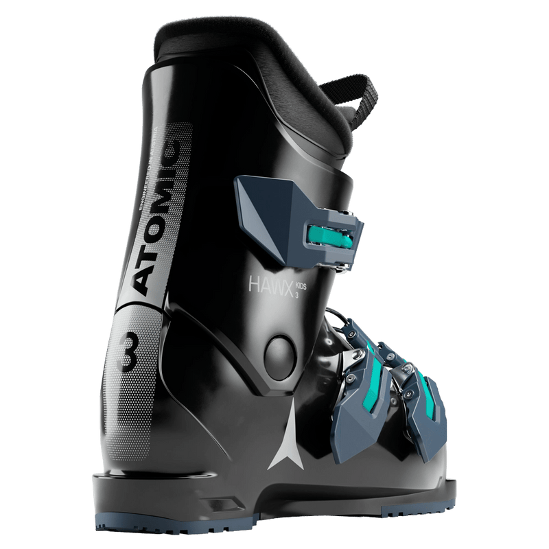 Rear view of the Atomic Hawx 3 Ski Boots - Kids in Black Teal