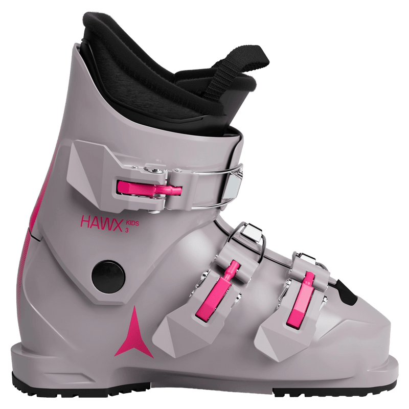Side view of the Atomic Hawx 3 Ski Boots - Kids in Dust Pink