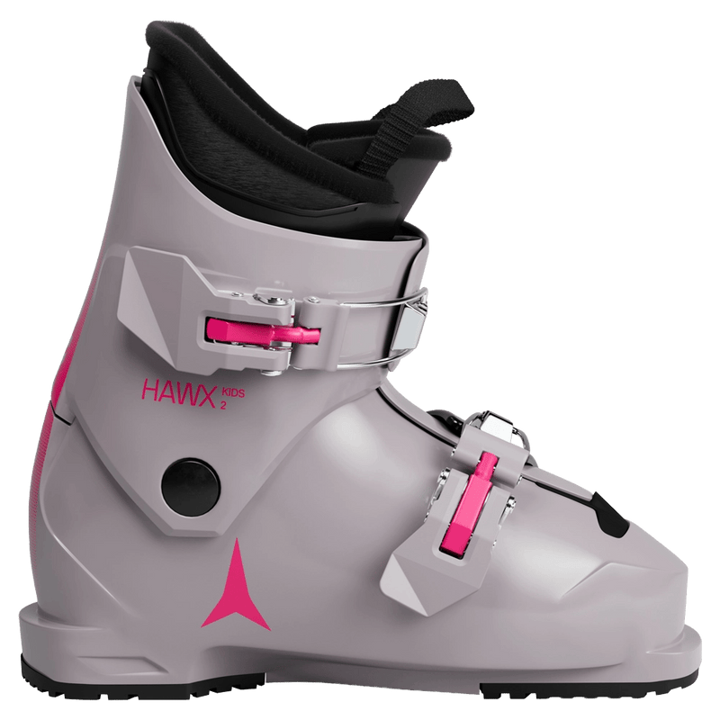 Side view of the Atomic Hawx 2 Ski Boots - Kids in Dust Pink
