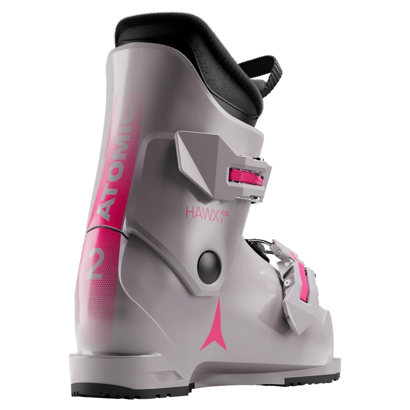 Rear view of the Atomic Hawx 2 Ski Boots - Kids in Dust Pink