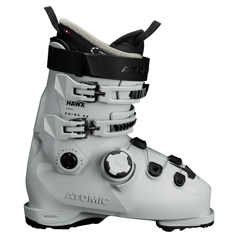 Side view of the Atomic Hawx Prime 95 BOA Ski Boots for Women in Ice Black