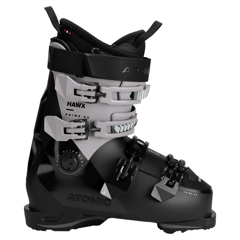 Side view of the Atomic Hawx Prime 95 Ski Boots - Womens in Black Dust